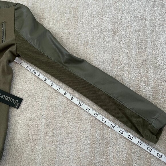 NWT Blank NYC Faux Leather Asymmetrical Zip Moto Jacket S Green - Picture 7 of 10